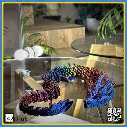 Гнучкий 3D-дракон, PLA, ~60 см, без фарбування | 42Druk