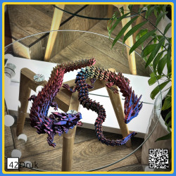 Гнучкий 3D-дракон, PLA, ~60 см, без фарбування | 42Druk