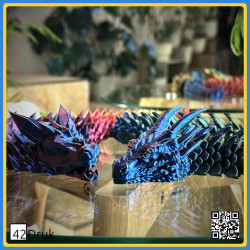 Гнучкий 3D-дракон, PLA, ~60 см, без фарбування | 42Druk