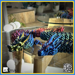 Гнучкий 3D-дракон, PLA, ~60 см, без фарбування | 42Druk