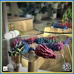 Гнучкий 3D-дракон, PLA, ~60 см, без фарбування | 42Druk