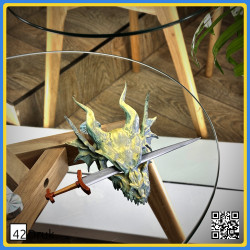 Заколка для волосся "Дракон і меч" 3D-друк | 42Druk