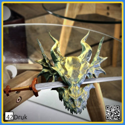 Заколка для волосся "Дракон і меч" 3D-друк | 42Druk