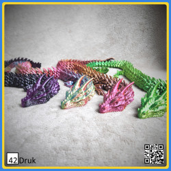 Гнучкий 3D-дракон, PLA, ~60 см, без фарбування | 42Druk