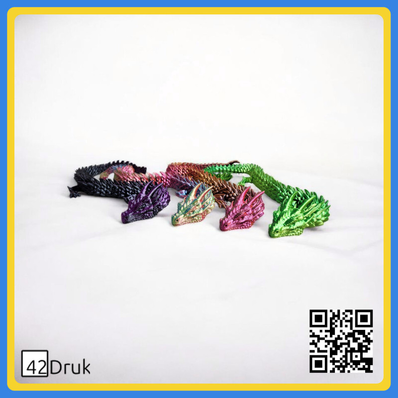 Гнучкий 3D-дракон, PLA, ~60 см, без фарбування | 42Druk